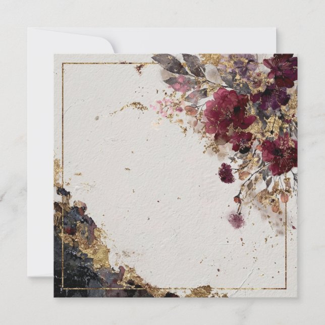 Autumn florals with gold accents  invitation (Front)
