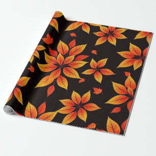 Autumn Flower Bold Fall Colors Wrapping Paper
