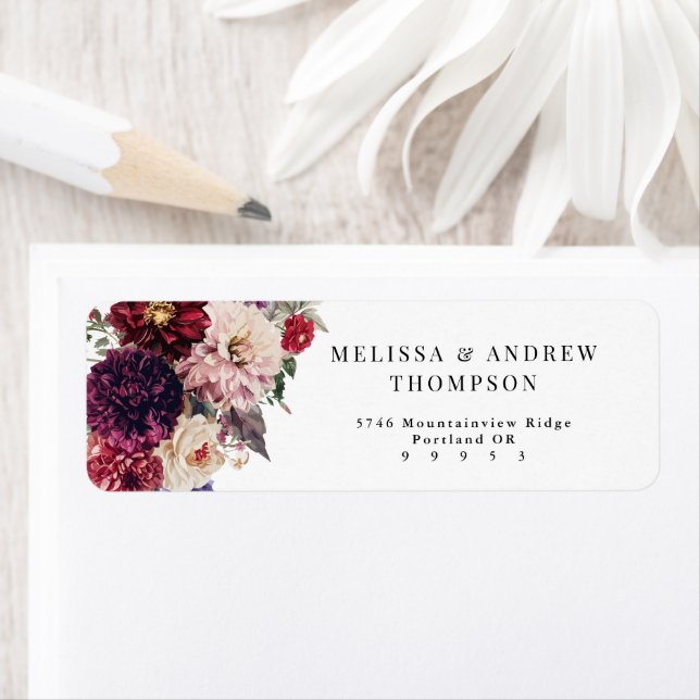 Autumn Flower Dahlia  Return Address Label (Insitu)