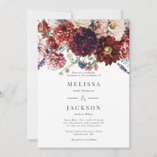 Autumn Flower Dahlia Warm Wedding Invitation