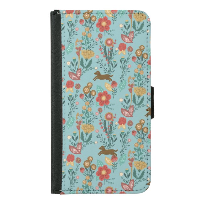 AUTUMN FLOWER DOGS AND CATS SAMSUNG GALAXY WALLET CASE (Front)