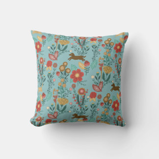 Autumn Flower Dogs and Cats Throw Pillow