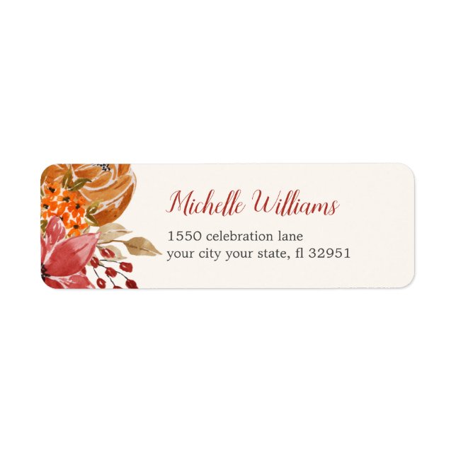 Autumn Flower Elegant Rustic custom Label (Front)