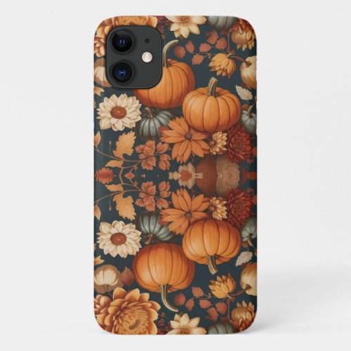 Autumn Flower Fall Pumpkins Halloween Gift iPhone 11 Case