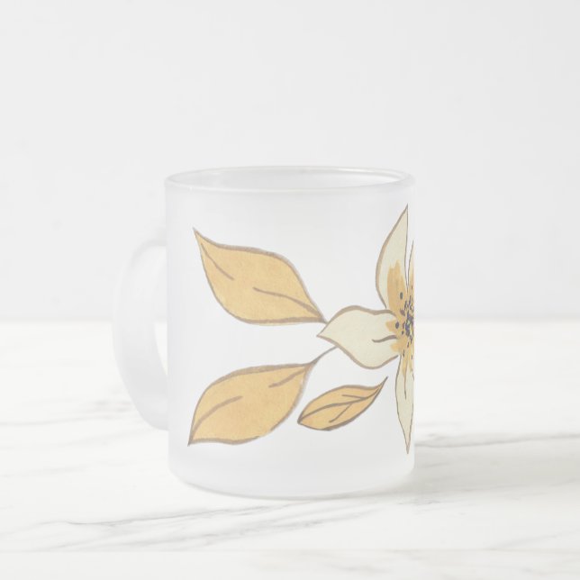 Autumn flower frosted glass coffee mug (Front Left)