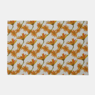 Autumn Flower Painting Pattern Gray Doormat