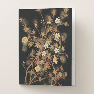 Autumn Flower & Tree 1884 Japanese Ornamental Art Pocket Folder