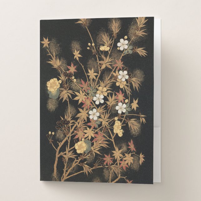 Autumn Flower & Tree 1884 Japanese Ornamental Art Pocket Folder (Front)