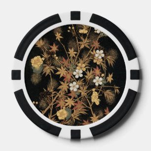 Autumn Flower & Tree 1884 Japanese Ornamental Art Poker Chips