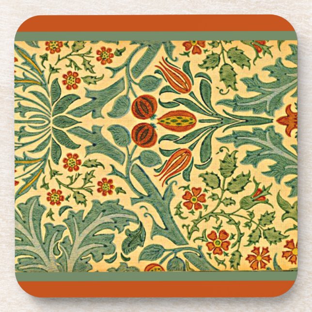 Autumn Flower, vintage floral pattern Beverage Coaster (Front)