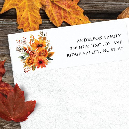 Autumn Flowers Address Label