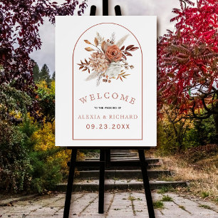 Autumn flowers and arch floral welcome wedding foam board