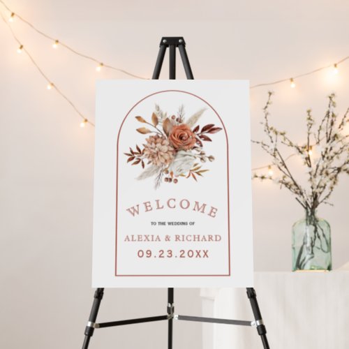 Autumn flowers and arch floral welcome wedding foam board