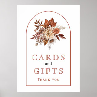 Autumn flowers and foliage fall earthy wedding poster