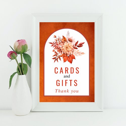 Autumn flowers and foliage orange fall wedding poster