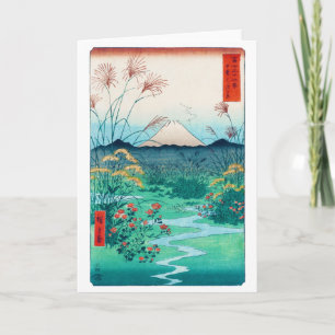 Autumn flowers and Mt. Fuji, Hiroshige, Ukiyo-e Card