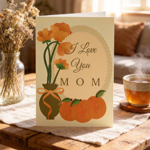 Autumn Flowers And Peaches Mothers Greeting Card