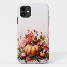 Autumn Flowers and Pumpkins iPhone case