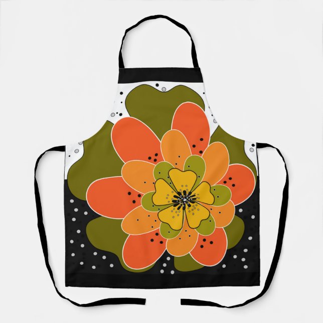 Autumn flowers, autumn, flower, illustration throw apron (Front)