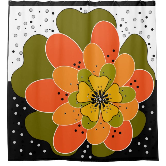 Autumn flowers, autumn, flower, illustration throw shower curtain (Front)