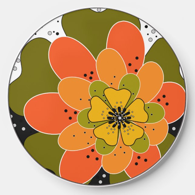 Autumn flowers, autumn, flower, illustration  wireless charger  (Front)