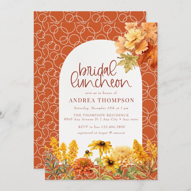 Autumn Flowers |  Bridal Luncheon Invitation (Front/Back)