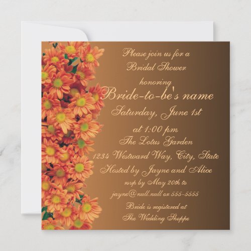 Autumn Flowers Bridal Shower Invitation