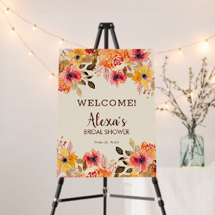 Autumn Flowers Bridal Shower Welcome Foam Board