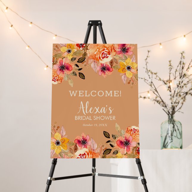 Autumn Flowers Bridal Shower Welcome  Foam Board (In Situ (Stand))