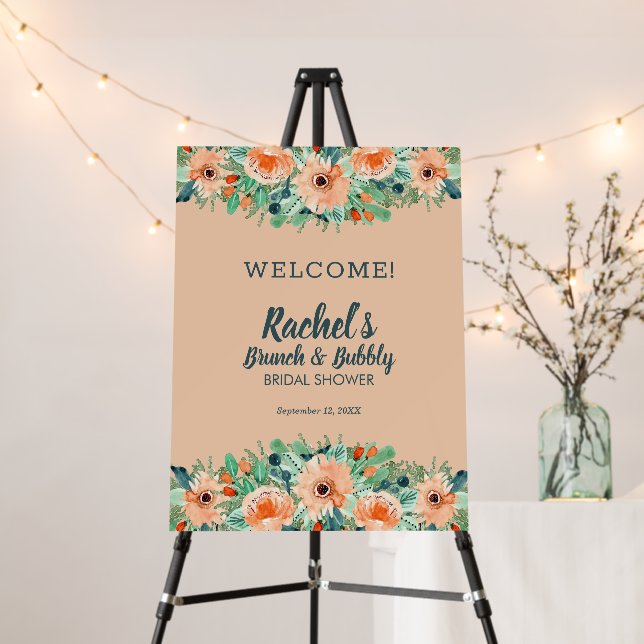 Autumn Flowers Bridal Shower Welcome Foam Board (In Situ (Stand))