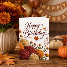 Autumn Flowers Chrysanthemum Birthday Wishes