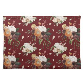 Autumn Flowers Elegant Cloth Placemat