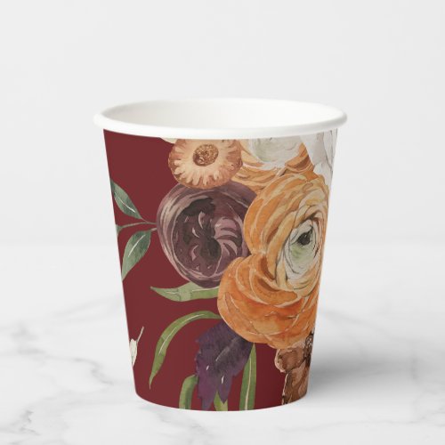 Autumn Flowers Elegant Paper Cups