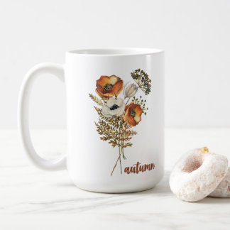 autumn flowers fall bouquet watercolor floral desi coffee mug