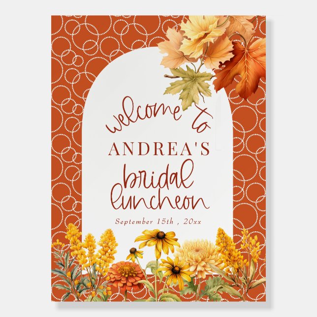 Autumn Flowers | Fall Bridal Shower Welcome Sign  (Front)