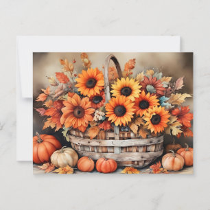 Autumn Flowers, fall colors, Postcard