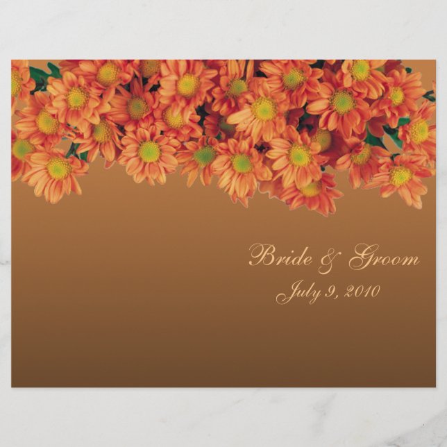 Autumn Flowers Folded Wedding Program (Front)