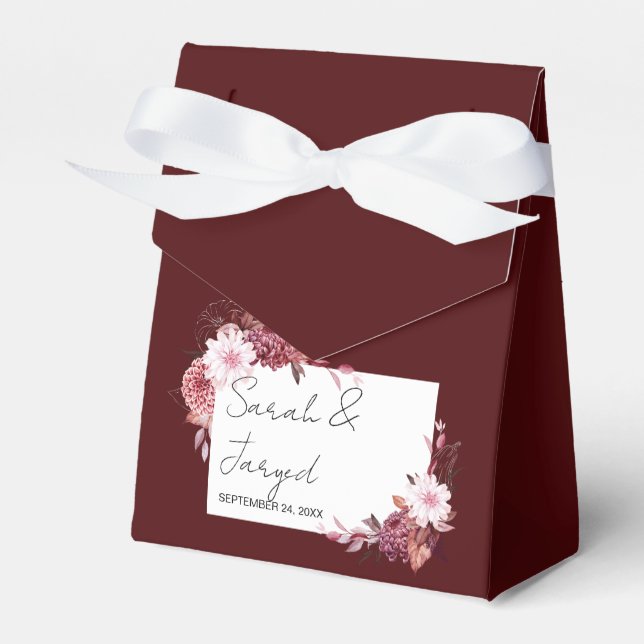 Autumn Flowers Frame Favor Boxes (Front Side)