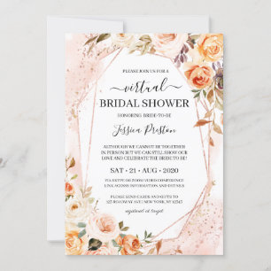 Autumn Flowers Geometric Virtual Bridal Shower Invitation