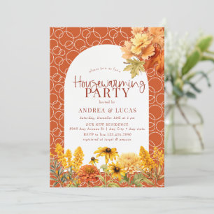 Autumn Flowers Housewarming Invitation