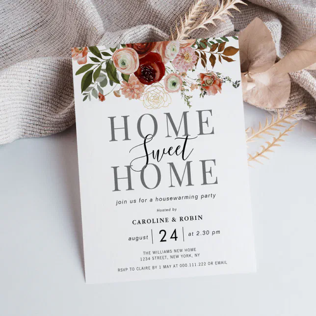 autumn flowers housewarming party invitation Zazzle