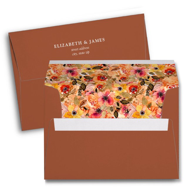 Autumn Flowers Lined Terracotta Envelope (Creator Uploaded)