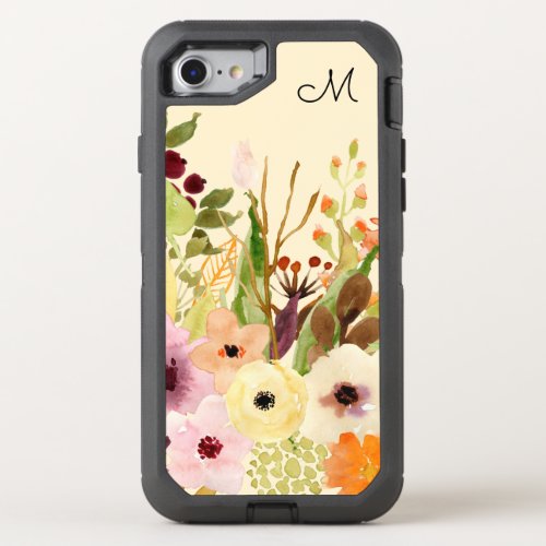 Autumn Flowers Monogram OtterBox Defender iPhone SE87 Case