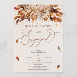 Autumn Flowers Orange Marigold Engagement Invitation