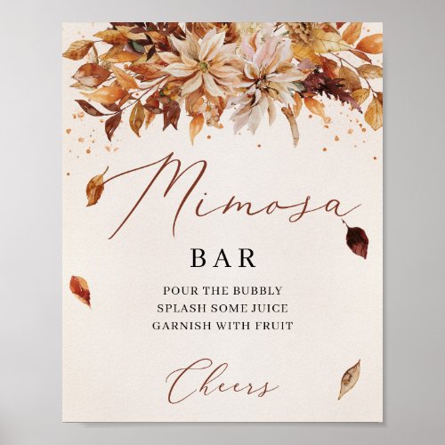 Autumn FLowers Orange Marigold Mimosa Bar Sign