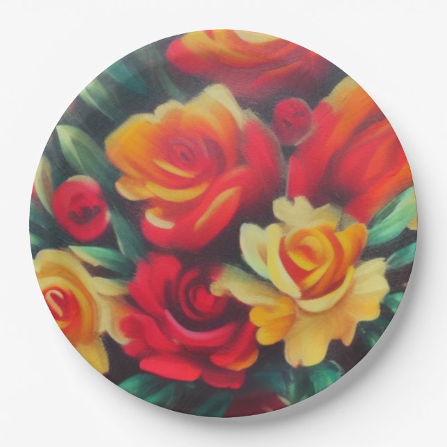 Autumn Flowers Paper Plates (Front)