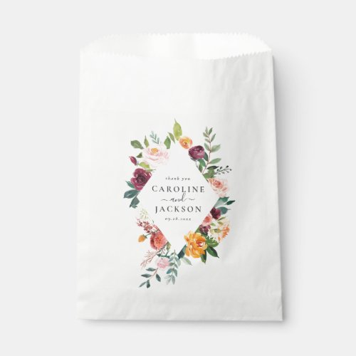 Autumn Flowers Personalized Wedding Favor Bag