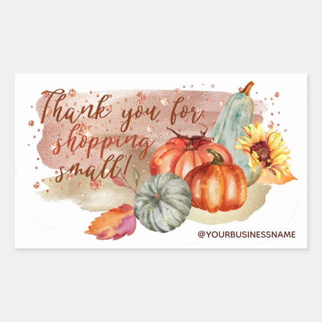 Autumn Flowers & Pumpkins  Rectangular Sticker (Front)