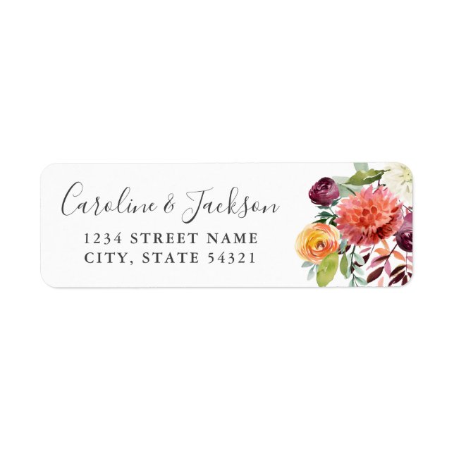 Autumn Flowers Return Address Labels (Front)