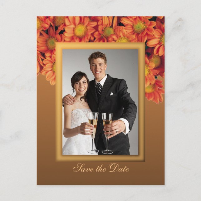 Autumn Flowers Save the Date Postcard (Front)